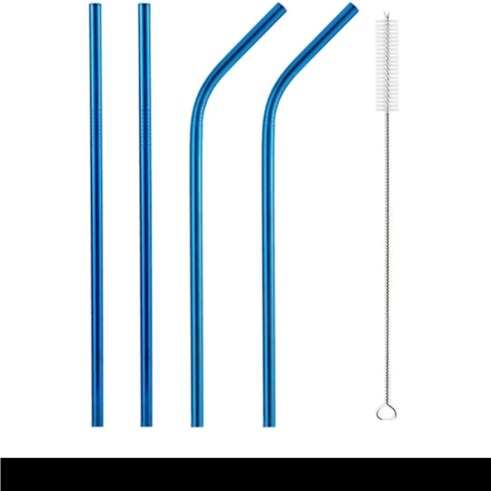 Blue Reusable Drinking Straw Set - Picture 2 of 3